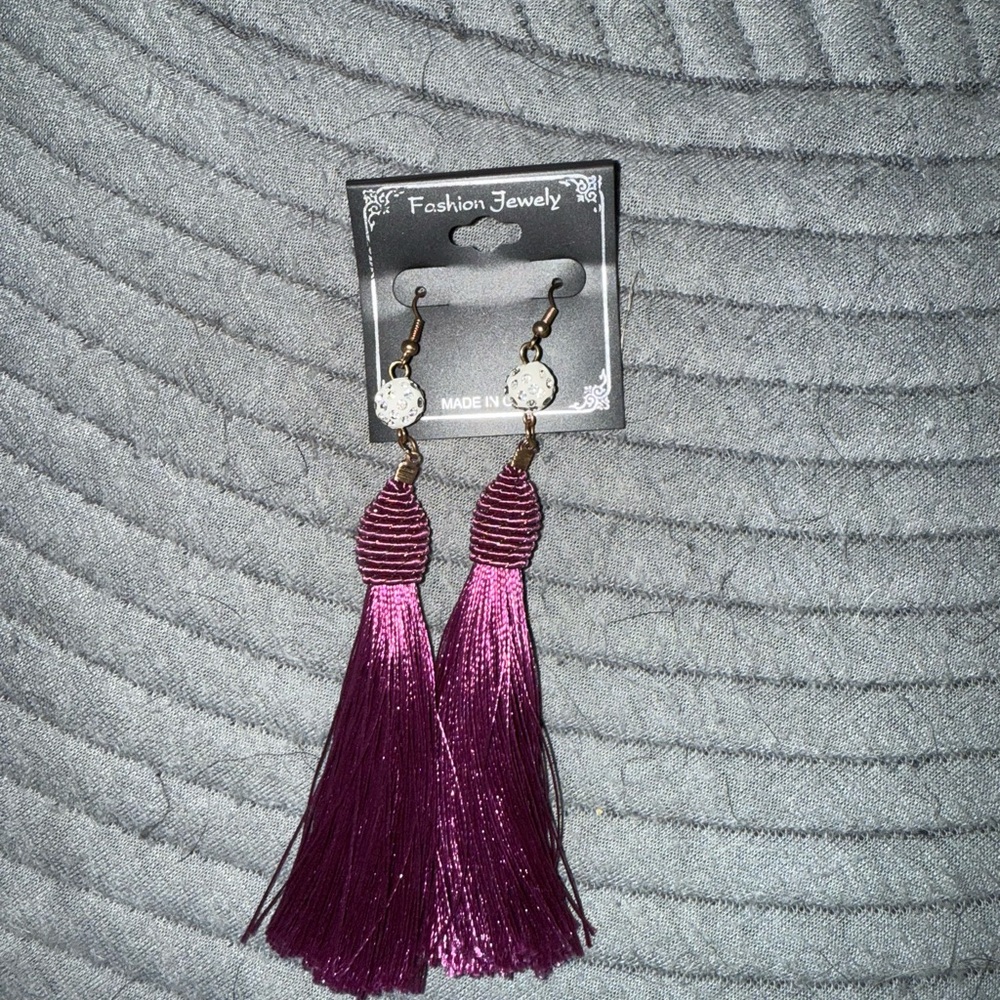 Fashion Jewelry Purple Tassel Earrings Elegant Statement